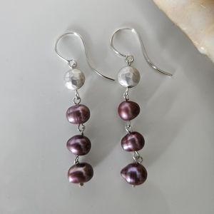 Sterling silver pink pearl earrings
